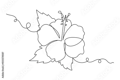 Hibiscus flower one line drawing minimalist vector illustration
