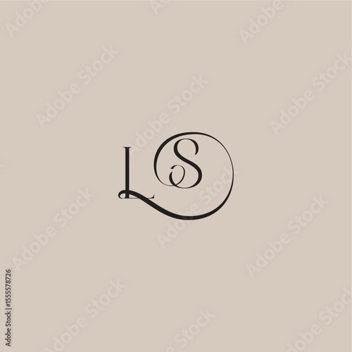 monogram wedding logo elegant and luxury style LS dinamyc curvy initial concept letter