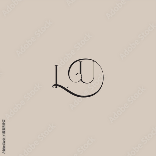 monogram wedding logo elegant and luxury style LU dinamyc curvy initial concept letter