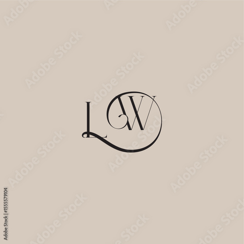 monogram wedding logo elegant and luxury style LW dinamyc curvy initial concept letter
