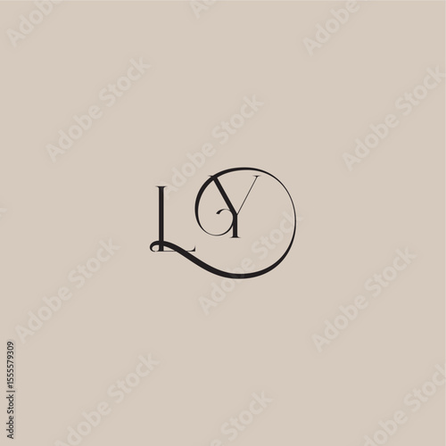 monogram wedding logo elegant and luxury style LY dinamyc curvy initial concept letter