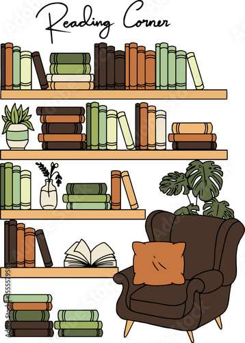 vector illustration of a bookshelf