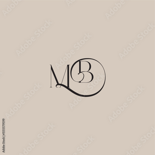 monogram wedding logo elegant and luxury style MB dinamyc curvy initial concept letter