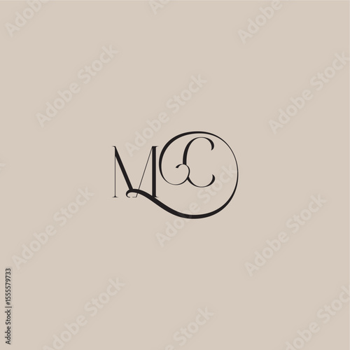 monogram wedding logo elegant and luxury style MC dinamyc curvy initial concept letter