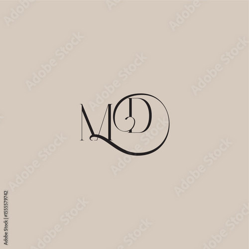 monogram wedding logo elegant and luxury style MD dinamyc curvy initial concept letter