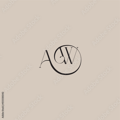 monogram wedding logo elegant and luxury style AW dinamyc curvy initial concept letter