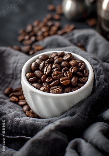 A bowl of coffee beans