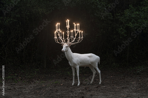 Majestic Stag with Candle Antlers
