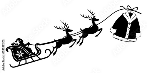 santa's sleigh silhouette isolated on white background