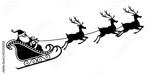 santa's sleigh silhouette isolated on white background