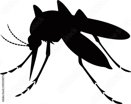 mosquito silhouette vector	isolated on transparent background