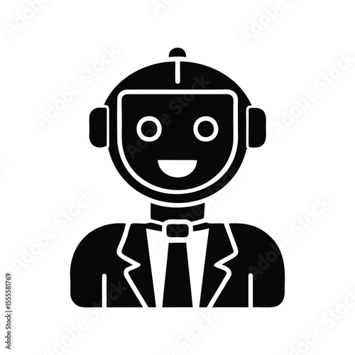 Robot in a suit icon signifying advanced technology and business automation