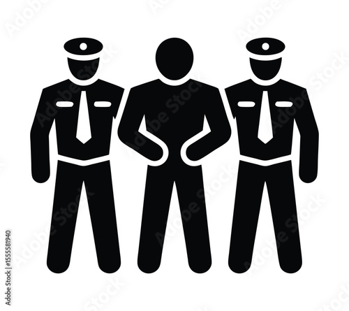 Bodyguard and Security Guard Icon with VIP, Personal Protection Symbol On White Background

