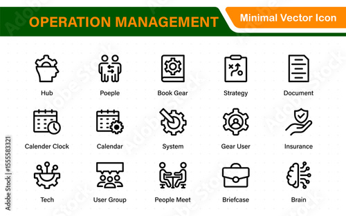 Operation management line icons. For website marketing design, logo, app, template, ui, etc. Outline icon collection.