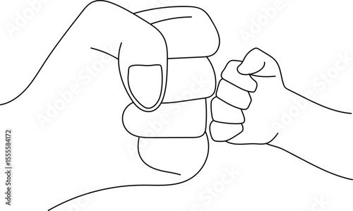  Parent and Child Fist Bump Line Art