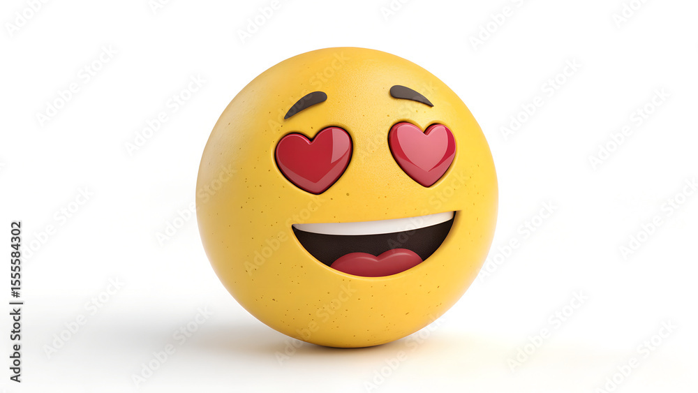 Fototapeta premium Heart Eyes Emoji Expressing Love on Yellow Face