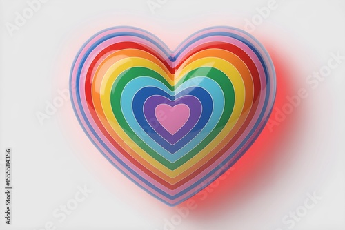 Glossy rainbow striped heart on white background with smooth gradients and minimal shadows symbolic and emotional design Free Download Glossy rainbow striped heart on white background with smooth gradients and minimal shadows symbolic and emotional design - GFXLoad
