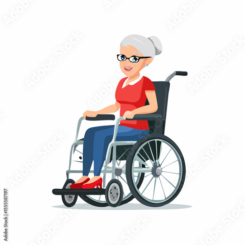 Senior woman in motorized wheelchair