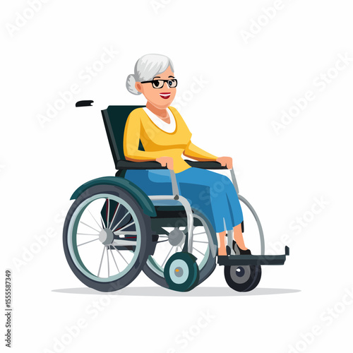 Senior woman in motorized wheelchair