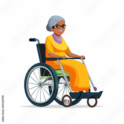 Senior woman in motorized wheelchair