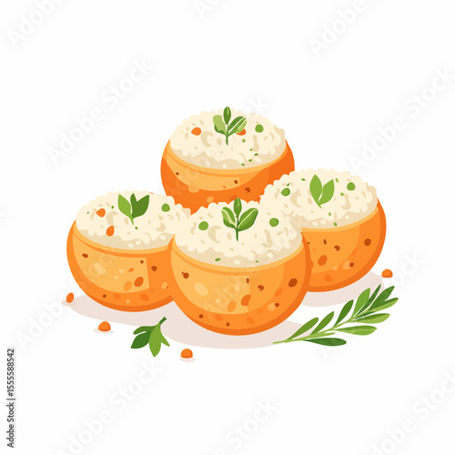 Gourmet stuffed potato appetizers with a creamy filling and fresh herbs. A delicious homemade party snack.
