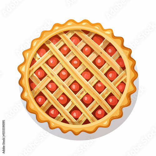 A delicious homemade cherry pie with a golden lattice crust. A classic sweet treat, isolated on a white background, perfect for dessert.