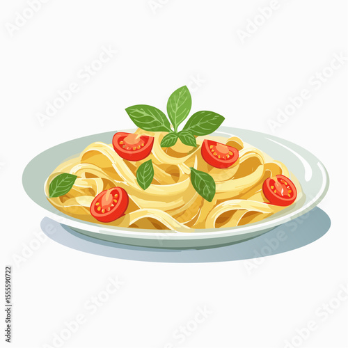 Classic Italian fettuccine pasta served with fresh cherry tomatoes and aromatic basil. A simple, elegant dish.