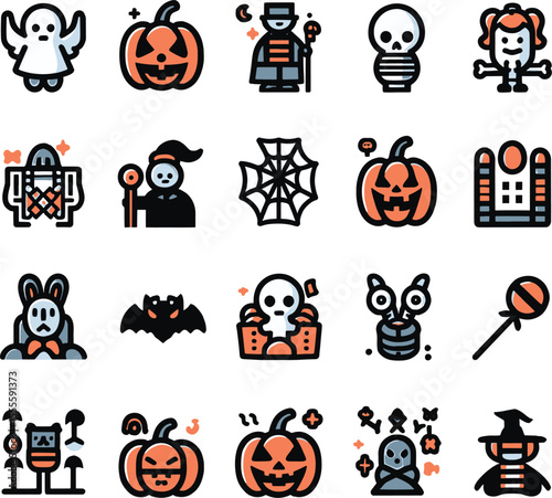 halloween icons set