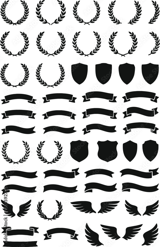 Fototapeta premium Ornate decorative elements set in vintage calligraphic vector style