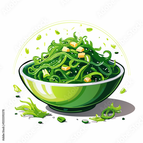 Delicious Seaweed Salad in a Green Bowl Fresh, Healthy, and Vibrant