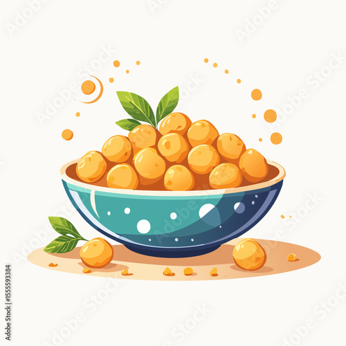 Delicious Golden Yellow Sweet Balls in a Teal Bowl A Tempting Culinary Delight