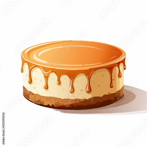 Delicious Caramel Drizzled Cheesecake Creamy, Sweet Dessert Illustration