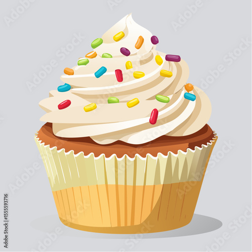 Delicious Vanilla Cupcake with Colorful Sprinkles A Sweet Treat