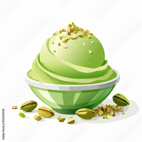 Delicious Pistachio Ice Cream Scoop in a Bowl