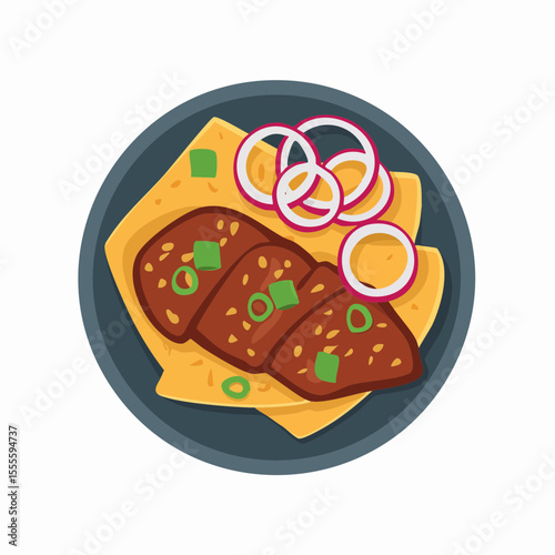Delicious Grilled Meat with Crispy Flatbread and Onions