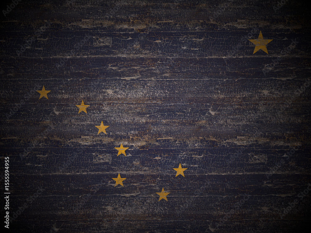 Obraz premium Old wooden Alaska state flag