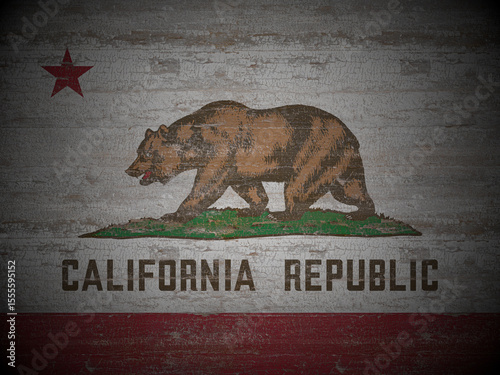 Old wooden California state flag