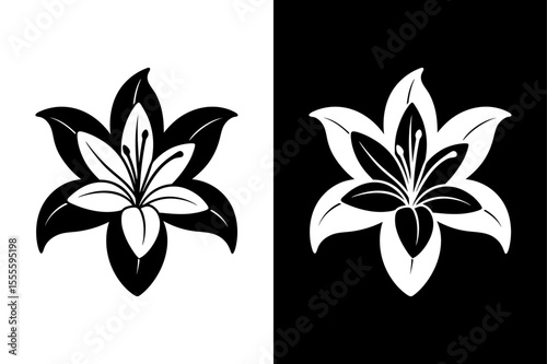 Minimalist Lily Flower Vector Illustration for Botanical Logos and Design