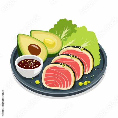 Delicious Seared Tuna Steak with Avocado and Sesame Seeds