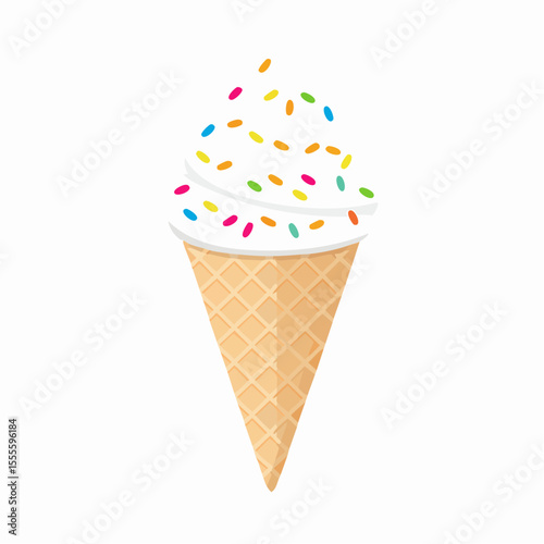 Delicious Soft Serve Ice Cream Cone with Rainbow Sprinkles