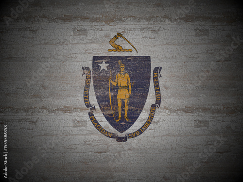 Old wooden Massachusetts state flag photo