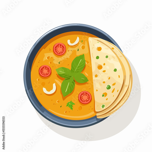 Delicious Creamy Tomato Curry with Naan Bread A flavorful Indian-inspired dish