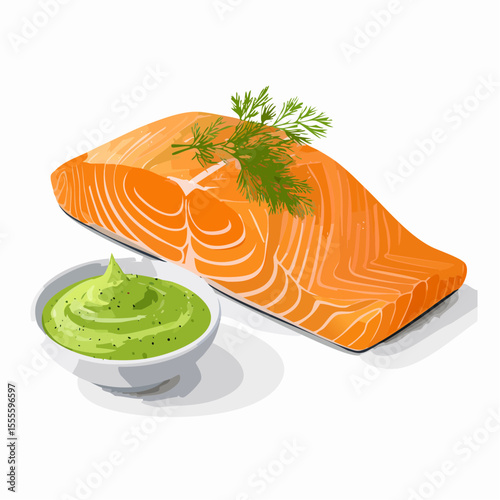 Fresh Salmon Fillet with Creamy Dill Sauce  A Delicious and Healthy Meal