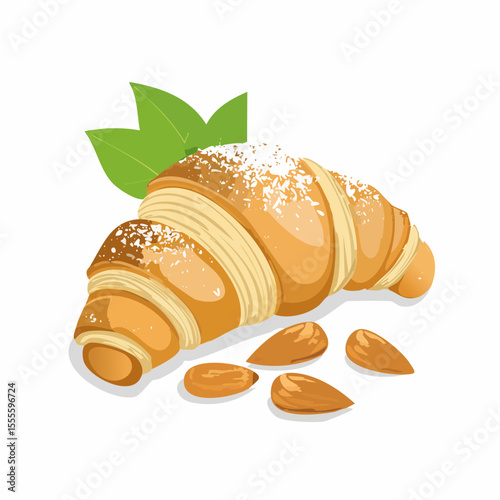 Delicious Almond Croissant Pastry Flaky Layers, Sweet Treat