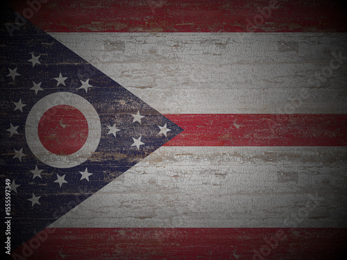 Old wooden Ohio state flag