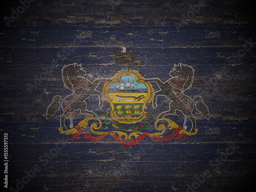 Old wooden Pennsylvania state flag