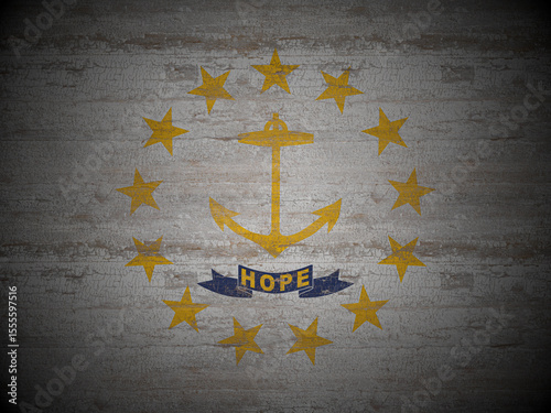 Old wooden Rhode Island state flag