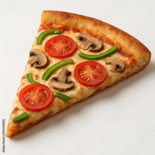 Slide of pizza isolated on white background. Italian food. Fast food concept	