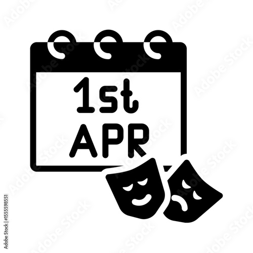 Vector solid black icon for 1st april