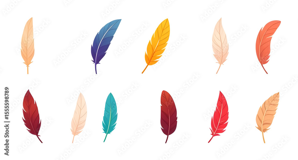 Obraz premium Feather, Feather icon, Feather illustration, Bird feather, Soft feather, Feather vector, Quill, Floating feather, Feather drawing, Light feather, Hand-drawn feather, Natural feather, Feather clipart, 